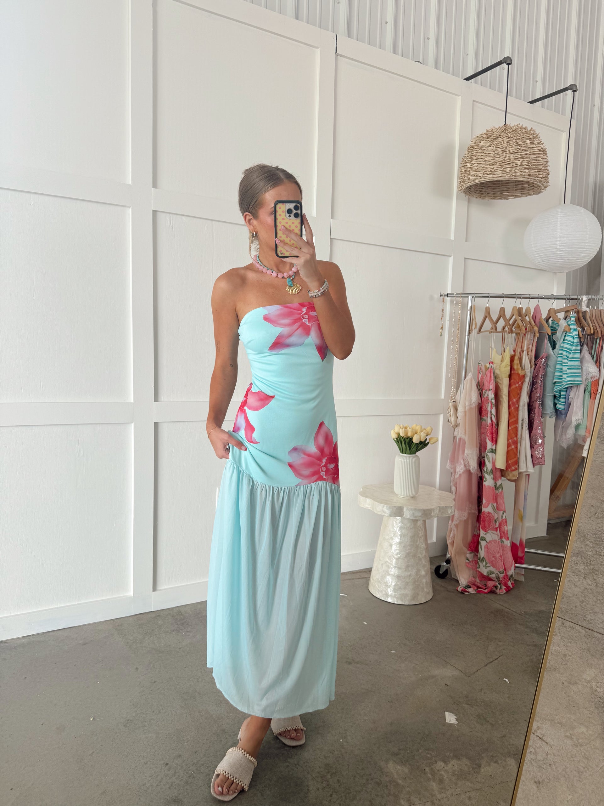 lucia shift strapless maxi dress Lucia Strapless Corset Maxi Dress (Women)